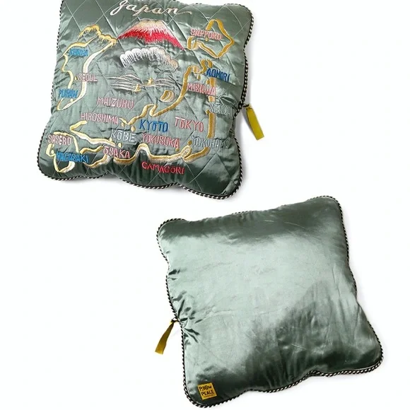 RARE Kapital Rayon Satin Quilting Japan Pillow Bomber Jacket Olive - Picture 2 of 11